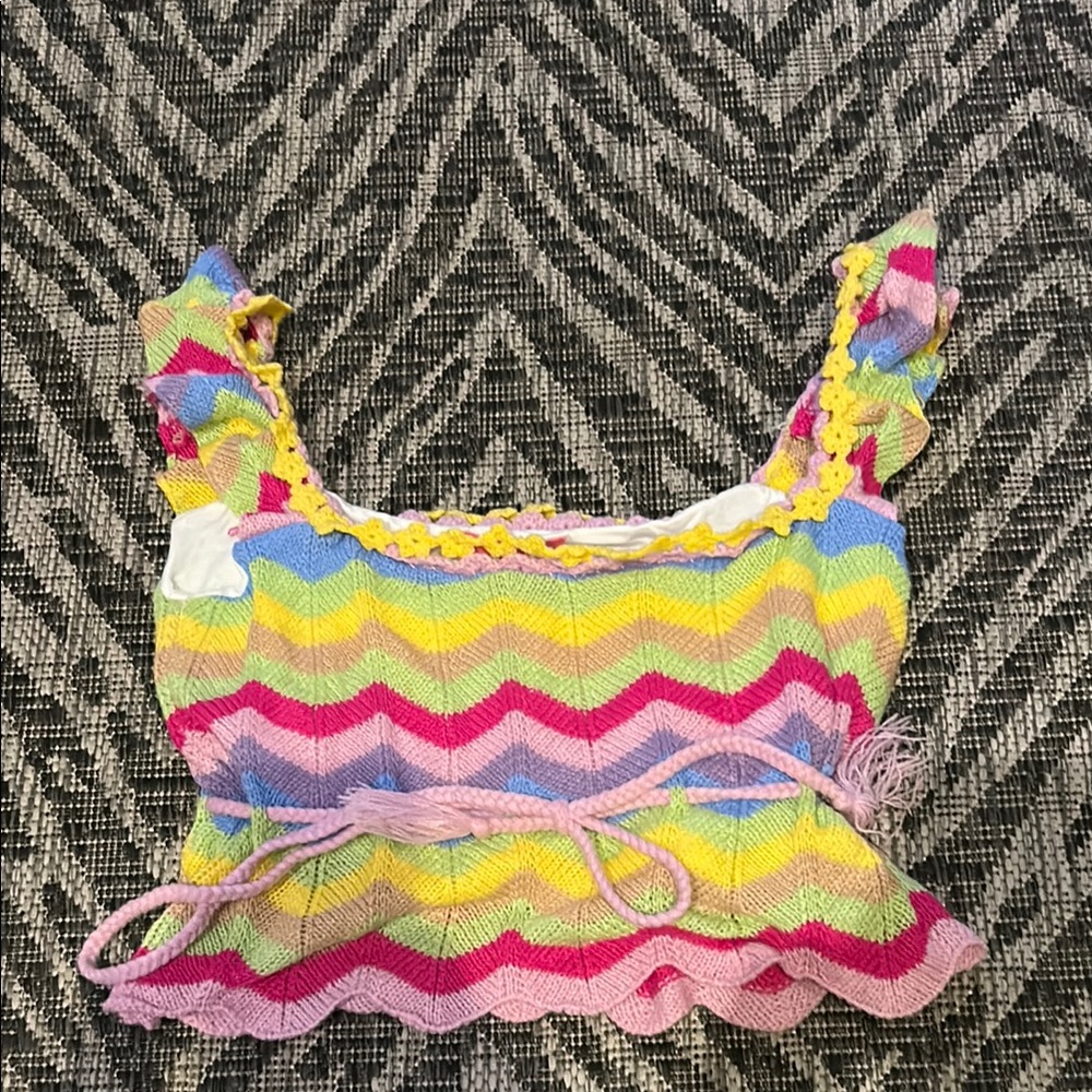 Rainbow adjustable knit tank